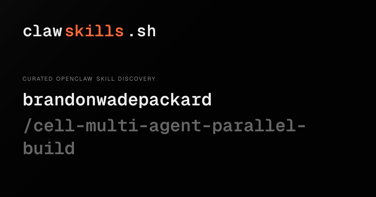 multi-agent-parallel-build — OpenClaw Skill | clawskills.sh