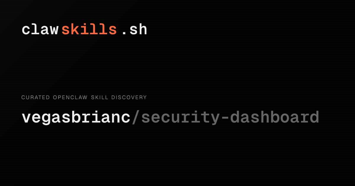 security-dashboard — OpenClaw Skill | clawskills.sh